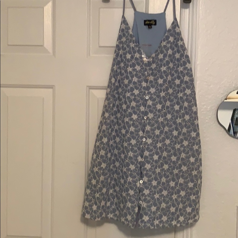 Floral white and blue medium dress